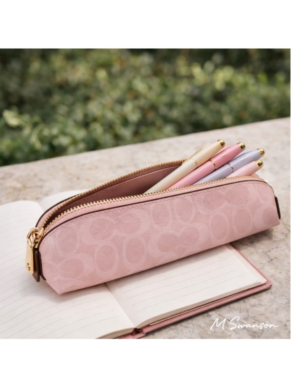 NEW Authentic Coach Notebook + Pencil Case In Powder Pink Signature Canvas NWT - Picture 4 of 14